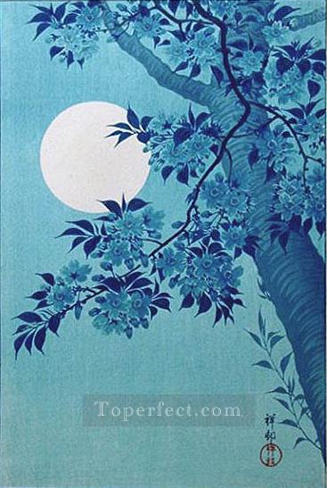 月夜桜 1932年 大原公邨 新版画油絵